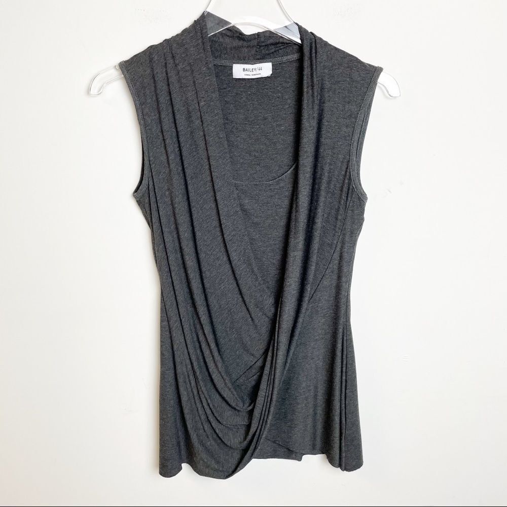 Cowl Neck Sleeveless Top XS Drape Front Tank Y2K Plunge V Neck